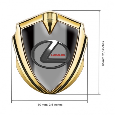 Lexus Emblem Car Badge Gold Black Grey Base Dark Steel Logo
