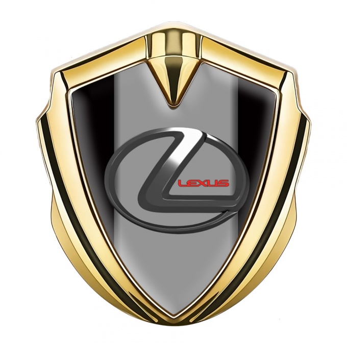 Lexus Emblem Car Badge Gold Black Grey Base Dark Steel Logo