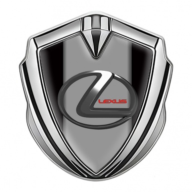 Lexus Emblem Car Badge Silver Black Grey Base Dark Steel Logo