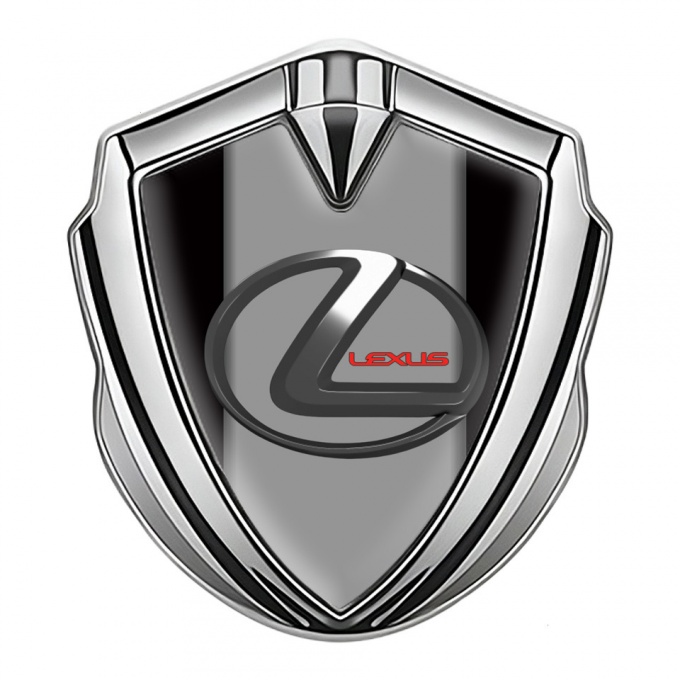 Lexus Emblem Car Badge Silver Black Grey Base Dark Steel Logo