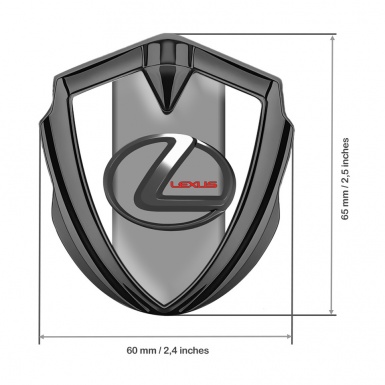 Lexus Metal Domed Emblem Graphite White Grey Base Dark Steel Logo