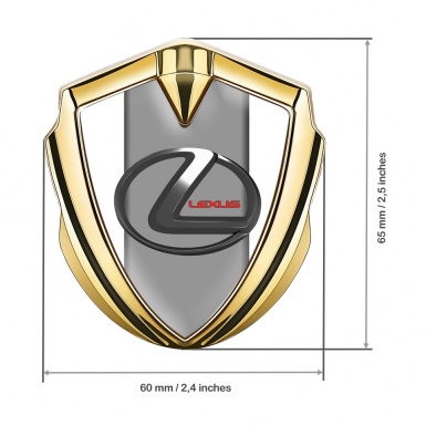 Lexus Metal Domed Emblem Gold White Grey Base Dark Steel Logo