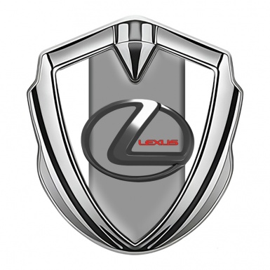 Lexus Metal Domed Emblem Silver White Grey Base Dark Steel Logo