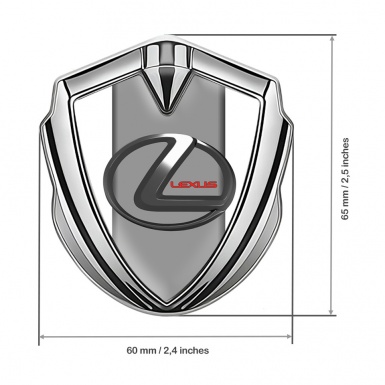 Lexus Metal Domed Emblem Silver White Grey Base Dark Steel Logo