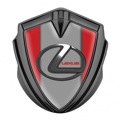 Lexus Emblem Badge Self Adhesive Graphite Red Grey Base Dark Steel Logo