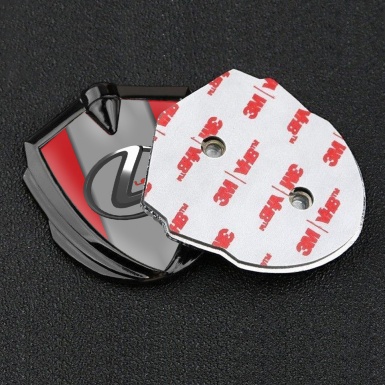 Lexus Emblem Badge Self Adhesive Graphite Red Grey Base Dark Steel Logo