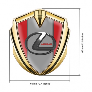 Lexus Emblem Badge Self Adhesive Gold Red Grey Base Dark Steel Logo