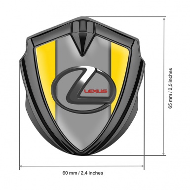 Lexus Badge Self Adhesive Graphite Yellow Grey Base Dark Steel Logo