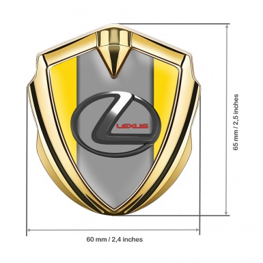 Lexus Badge Self Adhesive Gold Yellow Grey Base Dark Steel Logo