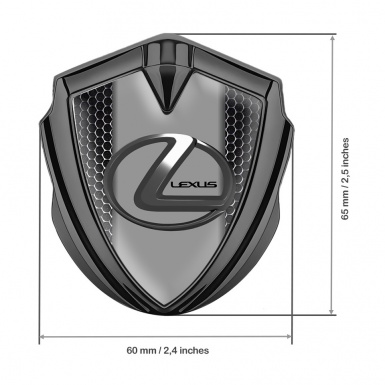 Lexus Fender Emblem Badge Graphite Metal Grate Grey Dark Steel Logo