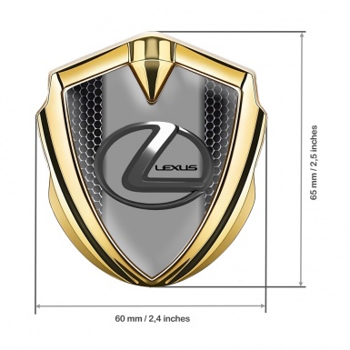 Lexus Fender Emblem Badge Gold Metal Grate Grey Dark Steel Logo