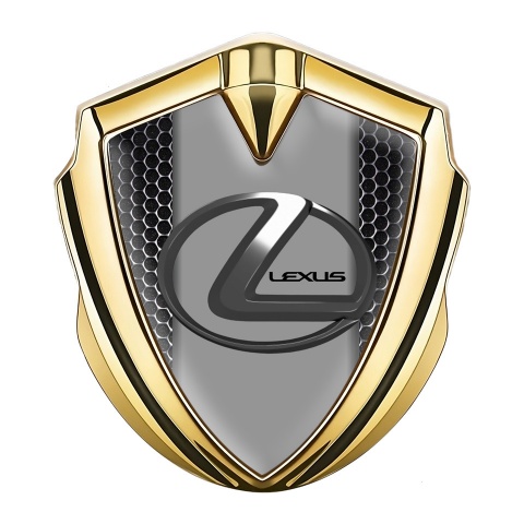 Lexus Fender Emblem Badge Gold Metal Grate Grey Dark Steel Logo