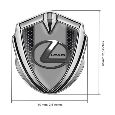 Lexus Fender Emblem Badge Silver Metal Grate Grey Dark Steel Logo