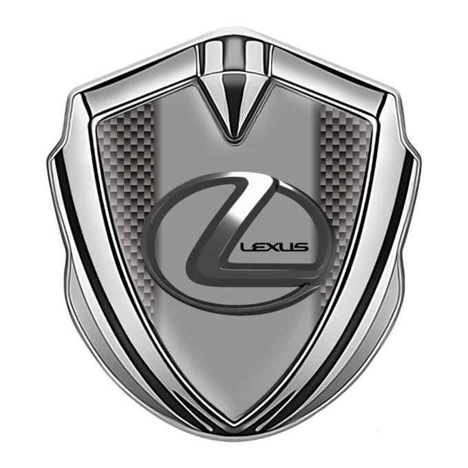 Lexus Metal Emblem Badge Silver Carbon Fiber Grey Dark Steel Logo