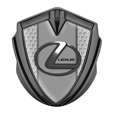 Lexus Domed Emblem Badge Graphite Honeycomb Grey Dark Steel Logo