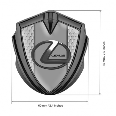 Lexus Domed Emblem Badge Graphite Honeycomb Grey Dark Steel Logo
