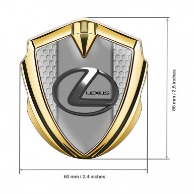 Lexus Domed Emblem Badge Gold Honeycomb Grey Dark Steel Logo