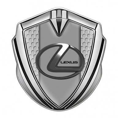 Lexus Domed Emblem Badge Silver Honeycomb Grey Dark Steel Logo