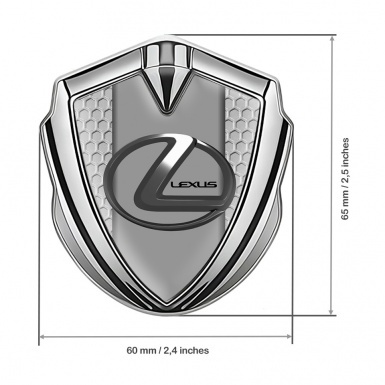 Lexus Domed Emblem Badge Silver Honeycomb Grey Dark Steel Logo