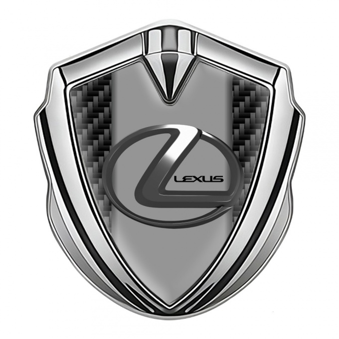 Lexus Emblem Metal Badge Silver Black Carbon Grey Dark Steel Logo