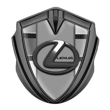Lexus 3d Emblem Badge Graphite Hex Pattern Grey Dark Steel Logo
