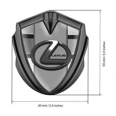 Lexus 3d Emblem Badge Graphite Hex Pattern Grey Dark Steel Logo