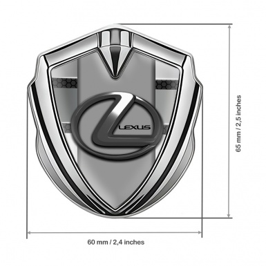 Lexus 3d Emblem Badge Silver Hex Pattern Grey Dark Steel Logo