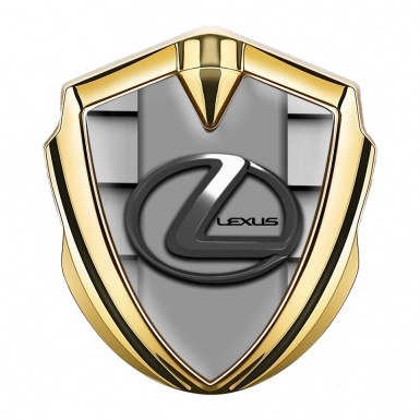 Lexus Emblem Car Badge Gold Grille Motif Grey Dark Steel Logo
