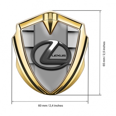 Lexus Emblem Car Badge Gold Grille Motif Grey Dark Steel Logo