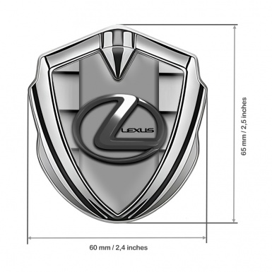 Lexus Emblem Car Badge Silver Grille Motif Grey Dark Steel Logo