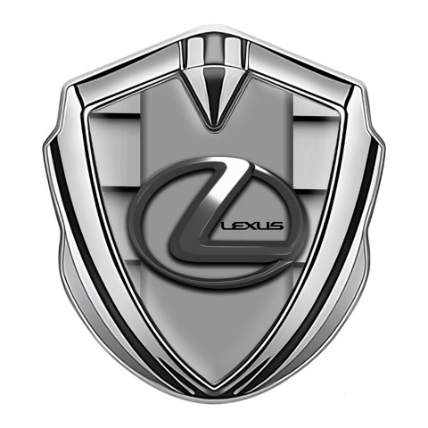 Lexus Emblem Car Badge Silver Grille Motif Grey Dark Steel Logo