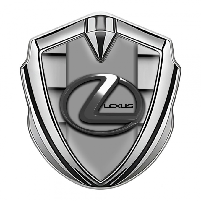 Lexus Emblem Car Badge Silver Grille Motif Grey Dark Steel Logo