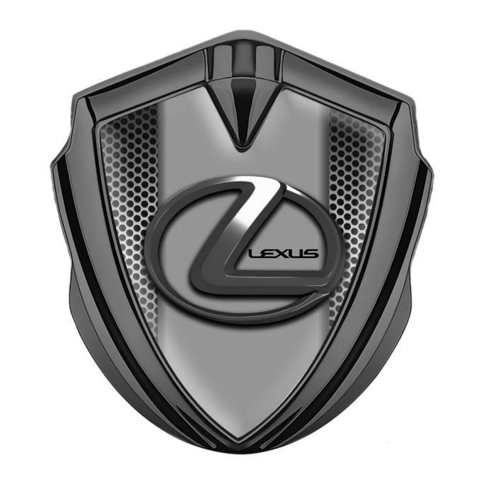 Lexus Bodyside Emblem Self Adhesive Graphite Metal Mesh Dark Steel Logo