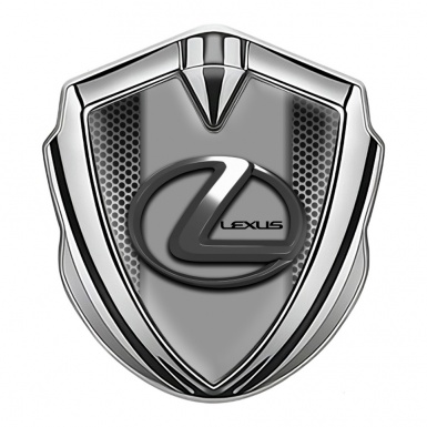 Lexus Bodyside Emblem Self Adhesive Silver Metal Mesh Dark Steel Logo