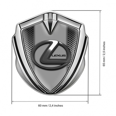 Lexus Bodyside Emblem Self Adhesive Silver Metal Mesh Dark Steel Logo