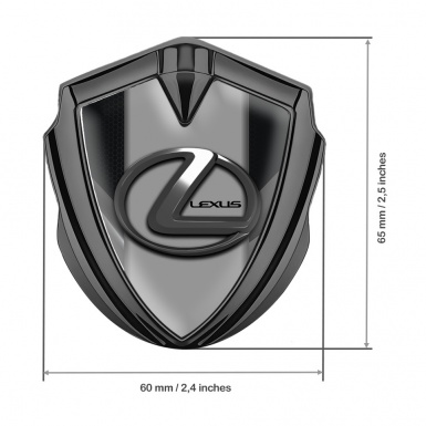 Lexus Metal Domed Emblem Graphite Black Hex Grey Dark Steel Logo