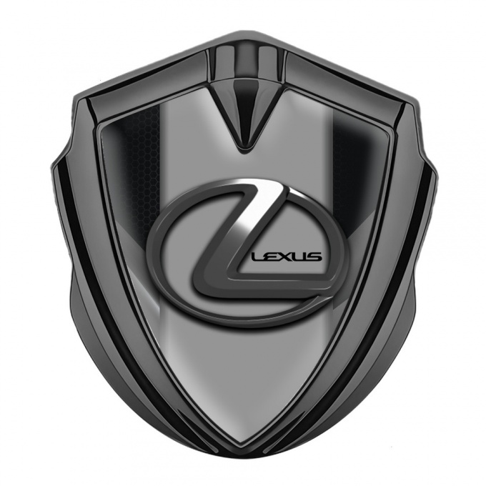 Lexus Metal Domed Emblem Graphite Black Hex Grey Dark Steel Logo