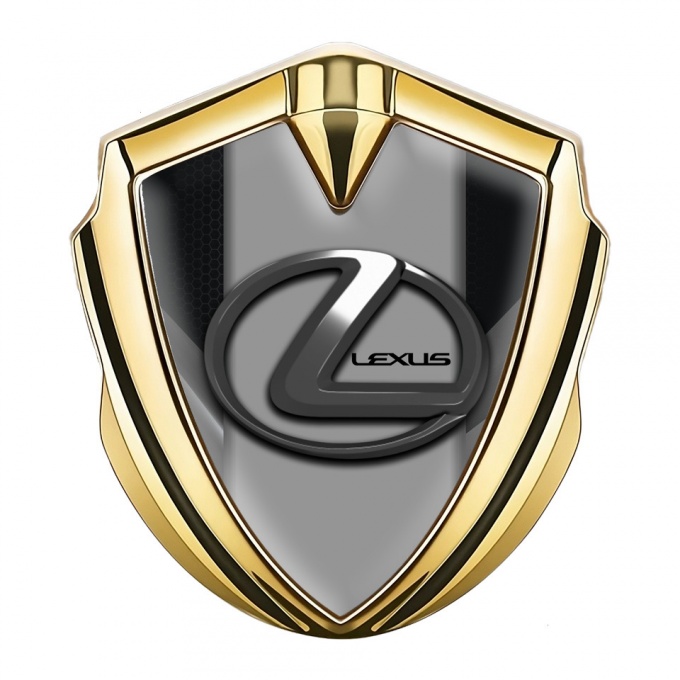 Lexus Metal Domed Emblem Gold Black Hex Grey Dark Steel Logo