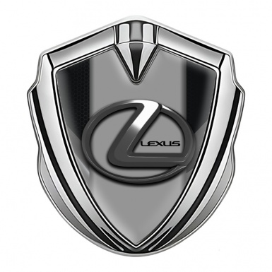 Lexus Metal Domed Emblem Silver Black Hex Grey Dark Steel Logo