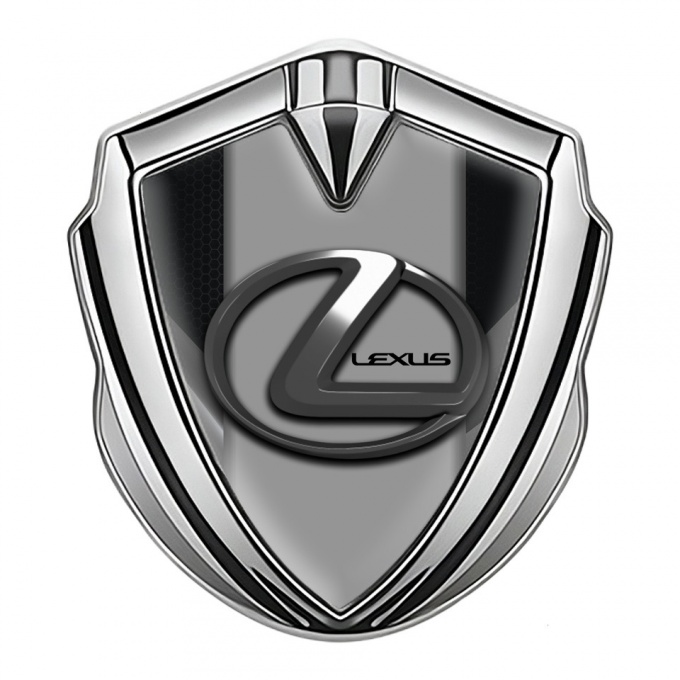 Lexus Metal Domed Emblem Silver Black Hex Grey Dark Steel Logo