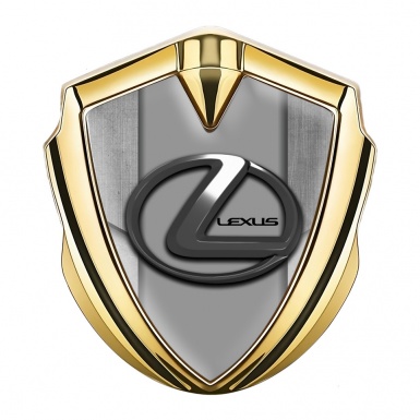 Lexus Badge Self Adhesive Gold Tarmac Texture Grey Dark Steel Logo