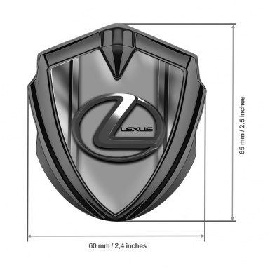 Lexus Emblem Fender Badge Graphite Metal Frame Grey Dark Steel Logo