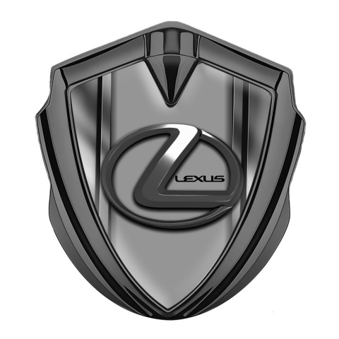 Lexus Emblem Fender Badge Graphite Metal Frame Grey Dark Steel Logo