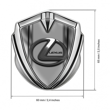 Lexus Emblem Fender Badge Silver Metal Frame Grey Dark Steel Logo