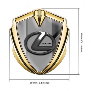 Lexus Fender Emblem Badge Gold Mixed Frame Grey Dark Steel Logo