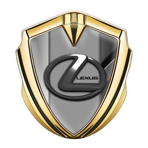 Lexus Fender Emblem Badge Gold Mixed Frame Grey Dark Steel Logo