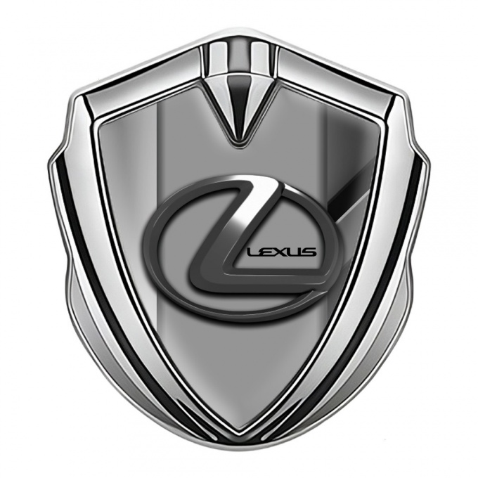 Lexus Fender Emblem Badge Silver Mixed Frame Grey Dark Steel Logo