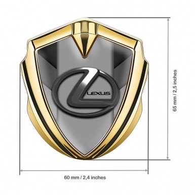 Lexus Emblem Trunk Badge Gold Dust Stripes Grey Dark Steel Logo