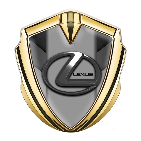 Lexus Emblem Trunk Badge Gold Dust Stripes Grey Dark Steel Logo