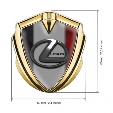 Lexus Emblem Self Adhesive Gold Red Surface Grey Dark Steel Logo